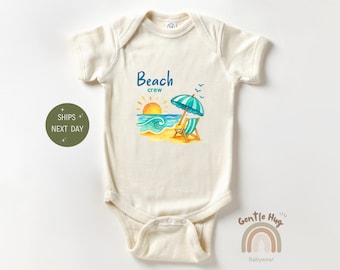 Beach Crew Baby Bodysuit, Coastal Vacation Bodysuit for Babies, Summer Ocean Outfit, Gender Neutral Natural Baby Gift for Beach Days