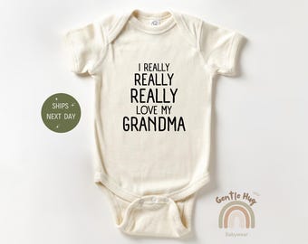 I Really Really Really Love my Grandma Baby Bodysuit, Cute Family Baby Bodysuit, Newborn Baby Gift, Family Baby Bodysuit