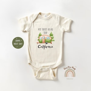 Personalized My First Road Trip Onesie®, Custom State Baby Bodysuit, Camping Baby Outfit, Travel Gift for Newborn