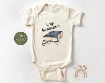 Future Bookworm Baby Bodysuit, Tiny Bookworm Retro Baby Bodysuit, Book Lover Bodysuit, Reading Bodysuit, Baby Shower Gift, Cute Baby Clothes
