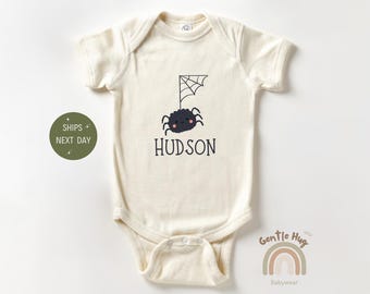 Custom Spider Halloween Baby Bodysuit, Spooky Baby Bodysuit, Personalized Infant Outfit, Cute Baby Shower Gift Clothes