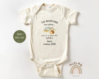 Custom The Mountains Are Calling Baby Bodysuit, Cute Adventure Bodysuit, Outdoor Baby Outfit, Adorable Baby Shower Gift For Boys Girls
