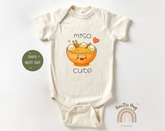 Miso Cute Baby Bodysuit, Funny Ramen Baby Bodysuit, Kawaii Food Baby Outfit, Punny Shower Gift for Newborn, Natural Baby Bodysuit, Best Gift