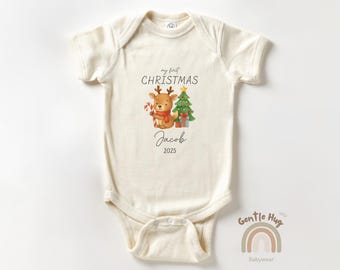 My First Christmas Bodysuit, Custom Name Baby Christmas Outfit, Cute First Christmas Bodysuit, Personalized Baby Gift