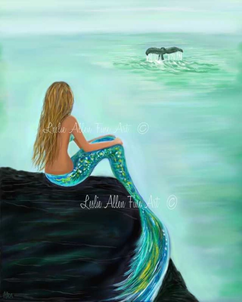 Mermaid Art Print Mermaid Art Mermaid Painting Art Print Etsy