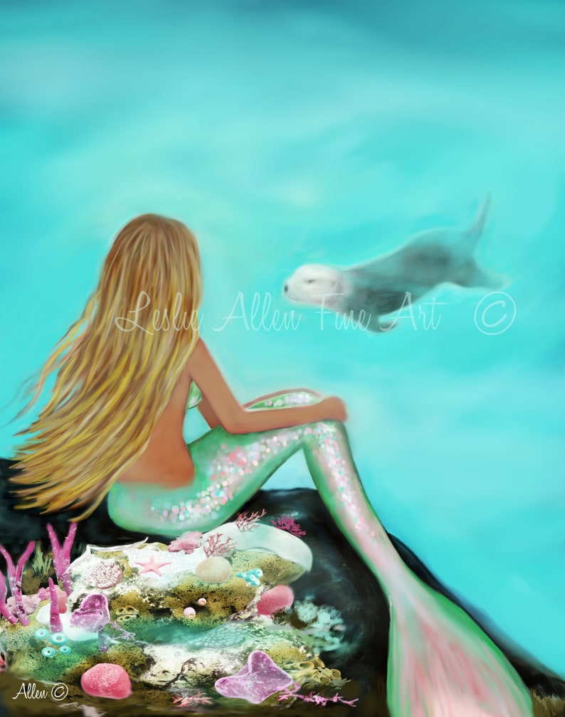 Mermaid Art Mermaid Art Print Mermaid Artwork Artprint Sea Etsy