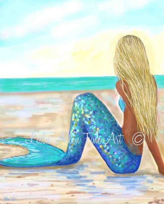 Mermaid Art Mermaid Art Print Mermaid Wall Art Mermaid Decor Etsy