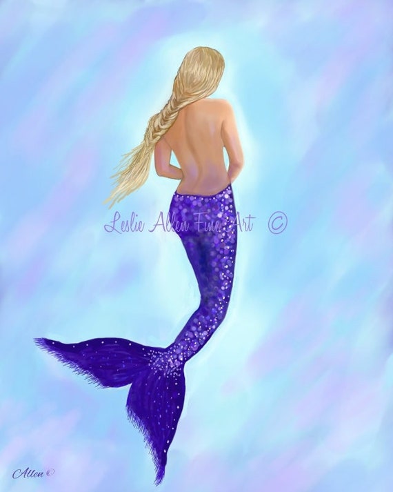 Mermaid Art Print Mermaid Painting Mermaid Decor Mermaids Etsy