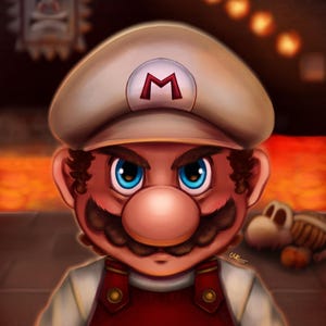 Fire Mario Portrait Painting Poster Print | Videogame Art | Fanart | Gamer Decor