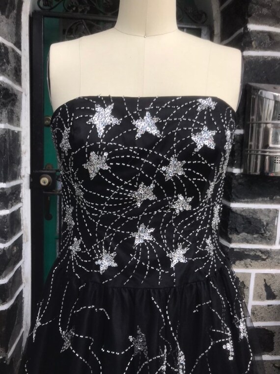 black dress with silver stars