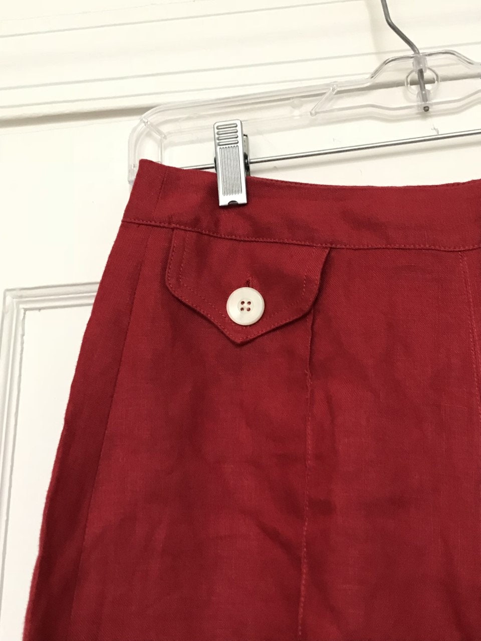 RARE Vintage J. Peterman Red Linen Wide Leg Palazzo Cropped | Etsy