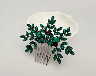 Smaragd grünes Blatt Brauthaarkamm Kristallgrün Hochzeit Haarschmuck Braut Haarschmuck grüne Haarnadeln grüne Hochzeit Kleid Schmuck