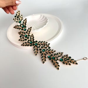 Floral Emerald Green Bridal Hair Vine Wedding Headpiece for Women Bridal Hair Comb Wedding Headband Green Hair Jewelry Green Hair Accessory