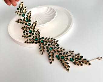 Floral Emerald Green Bridal Hair Vine Wedding Headpiece for Women Bridal Hair Comb Wedding Headband Green Hair Jewelry Green Hair Accessory