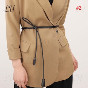 French Vintage Leather Rope Knotted Belt,Lambskin Leather Knotted Waist Belt, Blazers Dresses Belt