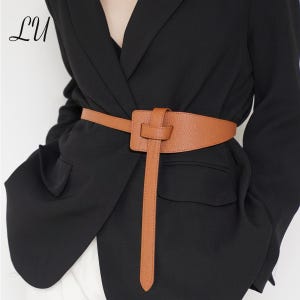 Ceinture en cuir de vachette française nouée, ceinture ajustable sans boucle pour robes, manteaux, cadeau pour danseur latin