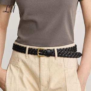 Francuski pasek ze skóry plecionej vintage, damski cienki pasek tkany ręcznie, boho chic, ręcznie tkany pasek, pasek do jeansów, elegancki stylowy pasek
