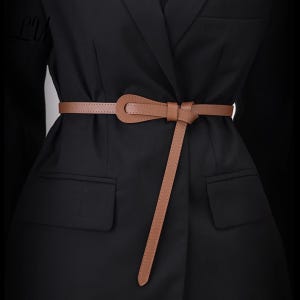 French Vintage Leather Knot Belt: Adjustable Slim Waist Belt