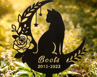 Personalized Cat Memorial Stake, Custom Silhouette Garden Marker, Pet Loss Tribute, Outdoor Decor