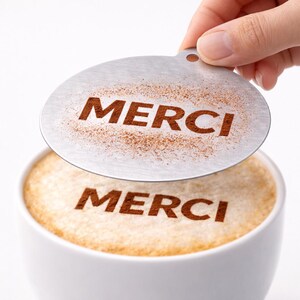 Plantilla Latte Art Personalizada Regalo, Logo Café a Medida, Plantilla Cappuccino para Amante del Café