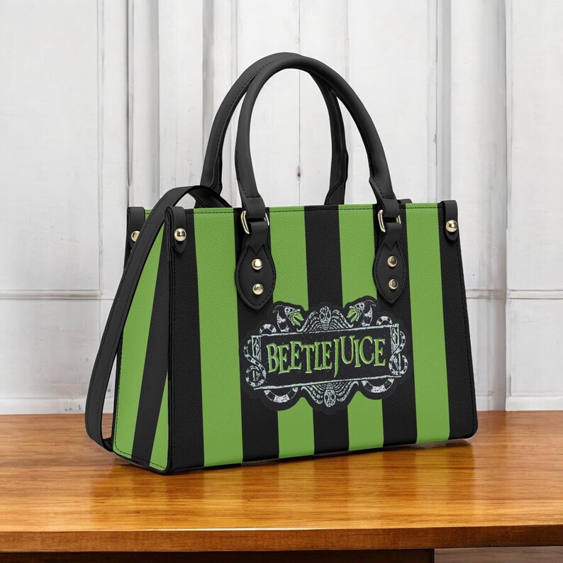 Halloween Beetlejuice Handbag Casual Design, Spacious PU Leather Bag