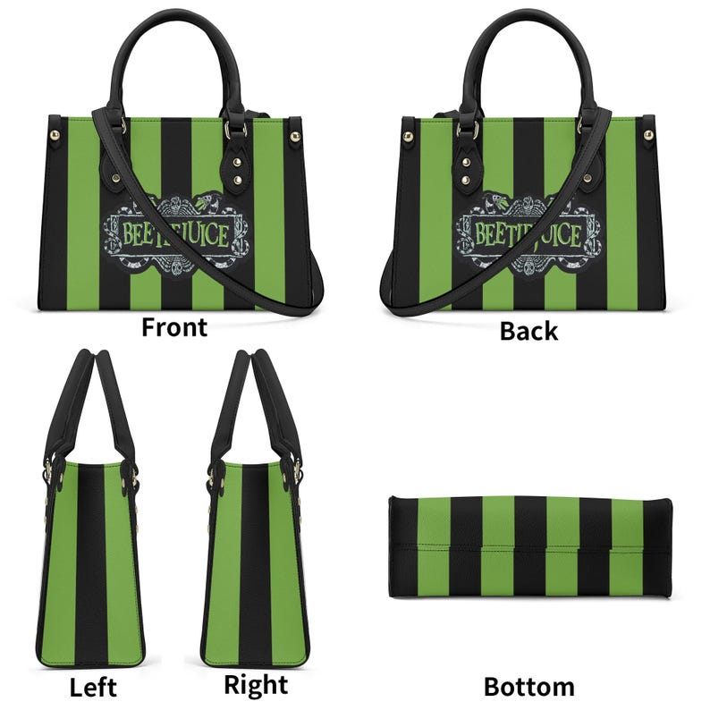 Halloween Beetlejuice Handbag Casual Design, Spacious PU Leather Bag