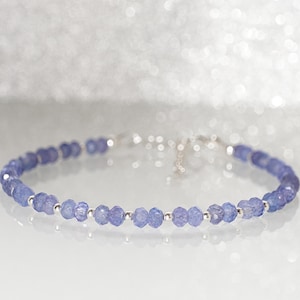 Natural Tanzanite Sterling Silver Bracelet, December Birthstone