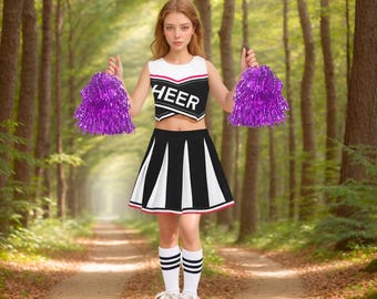 thumbnail image 2 of Girls Cheer Leader Uniform Cheerleading Cosplay Party Outfit Crop 2 of 11