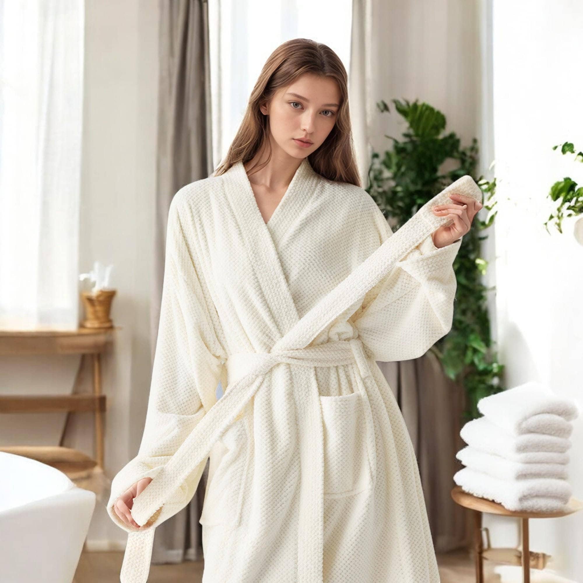 Dunelm Towelling Dunelm Ladies Dressing Gowns Bathrobe White  Linen House