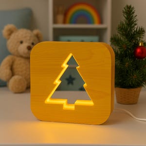 Nachtlampje dennenboom | Decoratieve USB-lamp voor thuis cadeau en kinderkamer, handgemaakte lamp, nachtlampje voor nachtkastje