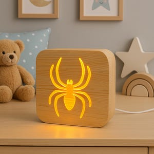 Wooden Spider | USB Decorative Lamp for Home Gift & Nursery, Handmade Lamp, Spider  lamp gift,wood lamp, Spider