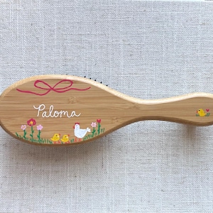 Hen and Chicks Full Size Hairbrush Personalized Floral Chicken Hair Brush