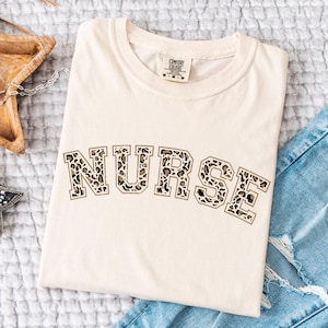 Comfort Colors® Leopard Nurse Shirt, Nurse T-Shirt, RN Shirt, Nursing School Shirt, Registered Nurse Shirt, Nurse Gift