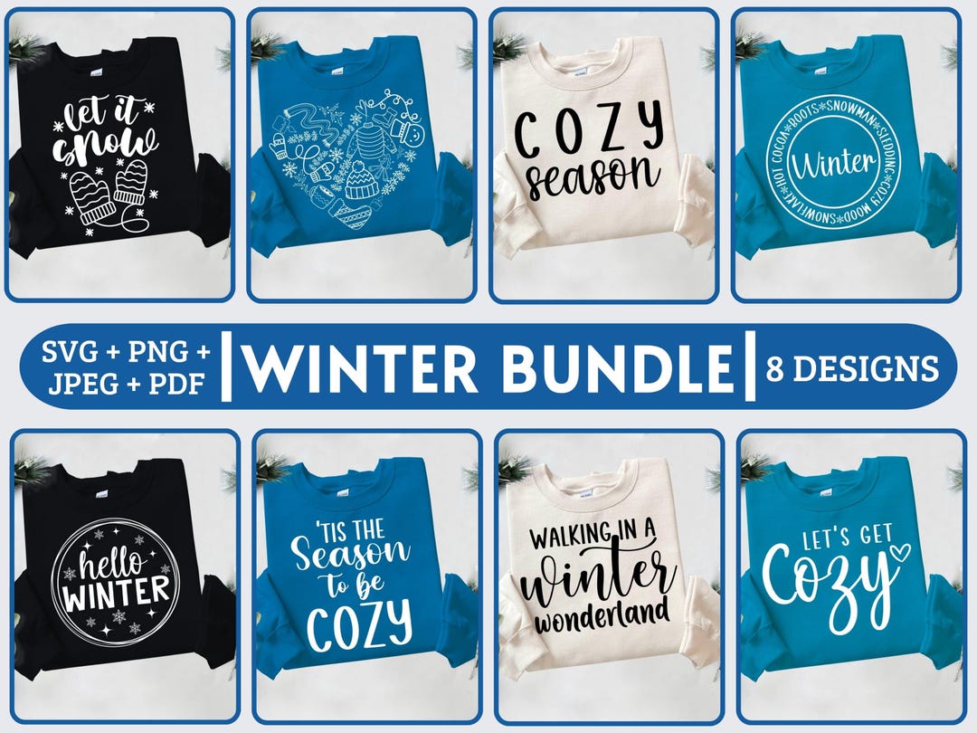 Winter SVG Bundle, Holidays SVG, Cut File, Cricut, Clip Art, Cozy ...