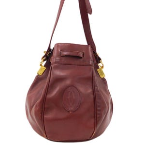 Cartier [Authentisch] Must de Sea Bordeaux Rot Leder Kordelzug Beutel, GUC