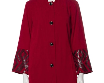 Bob Mackie | NWT Scarlet Red Wearable Art Sequin Evening Jacket, Size L (12-14)