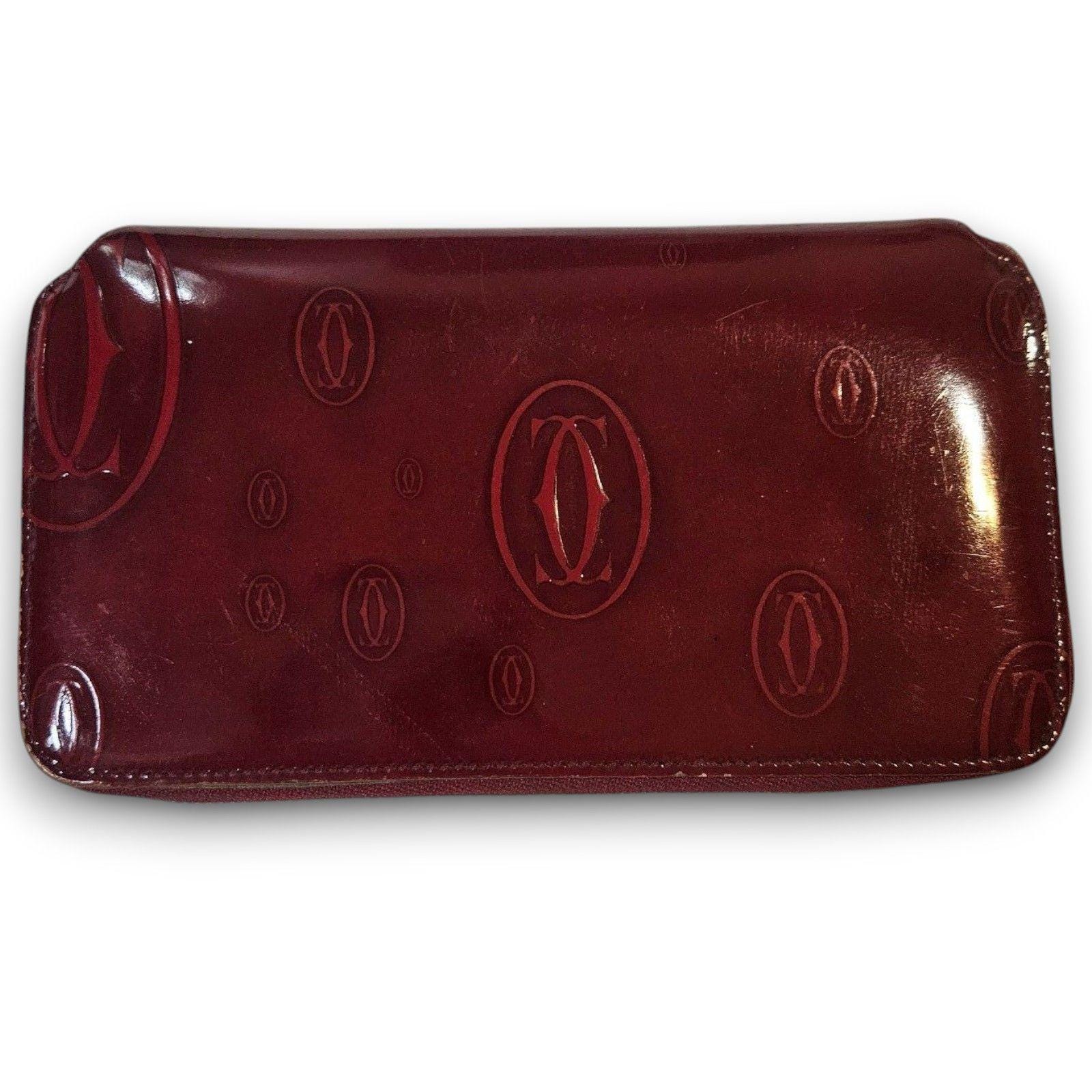 Cartier Vintage Happy Birthday Red Patent Leather Monogram Zippy
