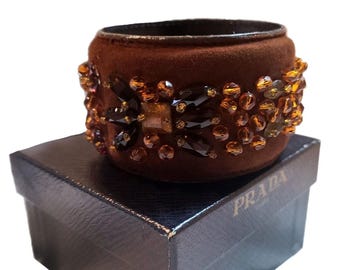 PRADA ブレスレット バングル ブラック レザー オニキス 高級