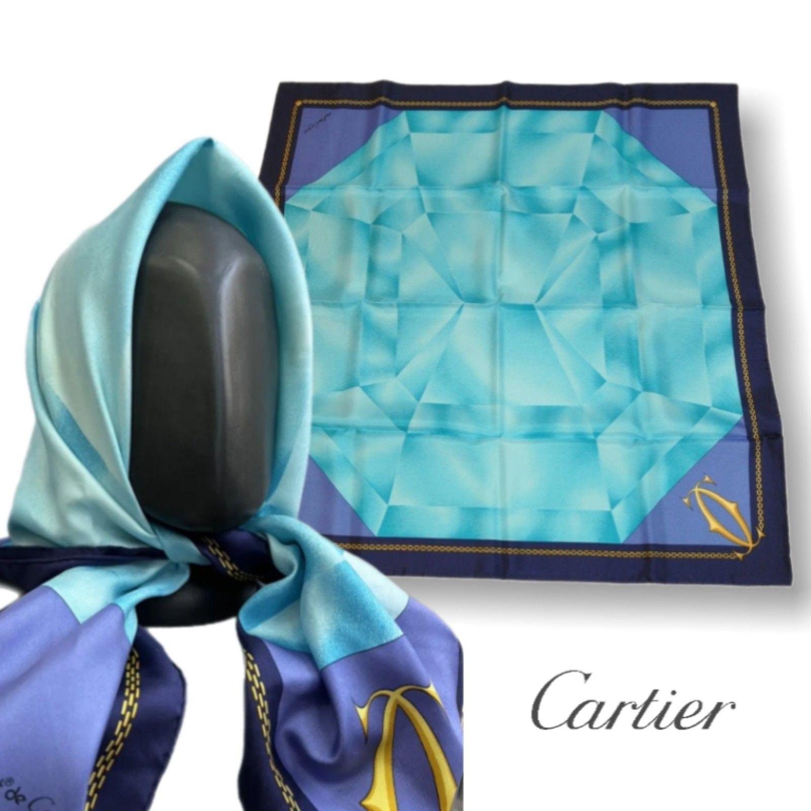 Cartier Belt Chain Scarf Muffler Navy Blue Silk Women\'s CARTIER Cartier Must De Cartier Silk Scarf Twill Silk Elephants  main image 2