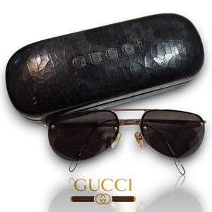 GUCCI authentic Aviator Sunglasses with Gold Frame and Dark Lenses Aviator frame sunglasses in gold-toned metal | GUCCI® US main image 2