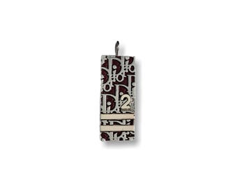 Christian Dior Trotter Burgundy Enamel Pendant Charm Silver Tone Vintage Y2K