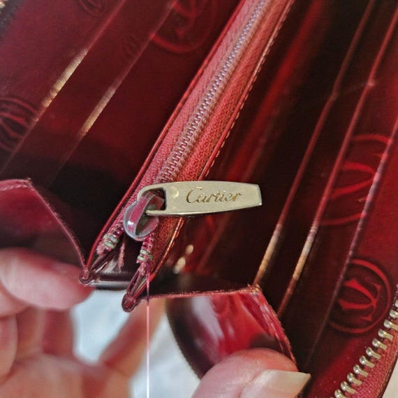 Cartier Vintage Happy Birthday Red Patent Leather Monogram Zippy