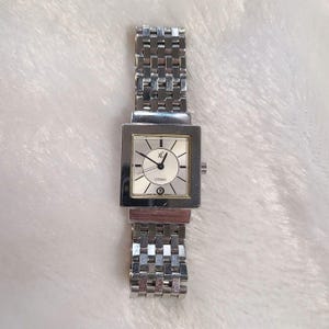 Citizen xC 9613 Square White Dial Stainless Steel Bracelet Clasp Vintage Y2K Watch, VGUC