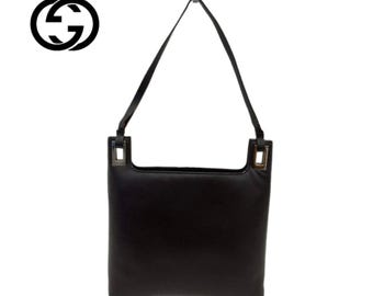 Gucci | Dark Brown Smooth Leather & Silver Accent Vintage Shoulder Bag, GUC