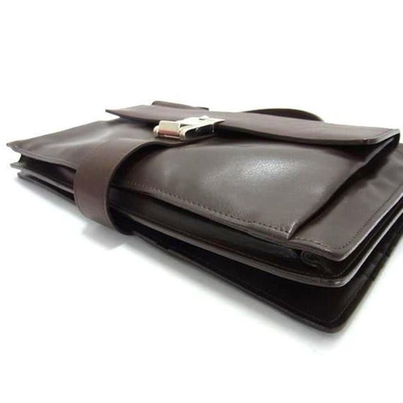 Versace [Authentic] Brown Leather Document Holder… - image 2