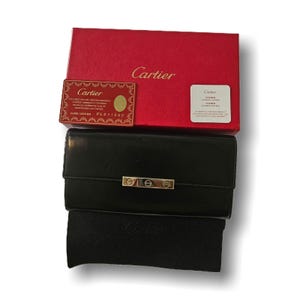 Cartier Black Onyx Leather Love Collection Continental Long Wallet w/ Box & COA, Vintage
