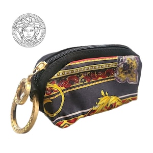 Versace (Authentic) Multi-Color Filigree Motif & Gold Accent Small Clutch Pouch Vintage 2000s