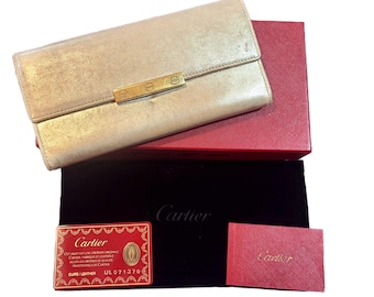 Cartier [Authentic] Metallic Golden Love Collection Long Wallet w/ Box & COA