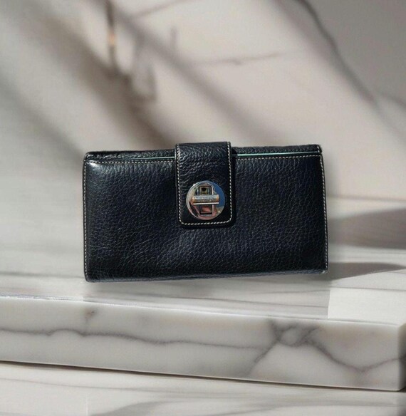 Tiffany & Co Black Leather Continental Wallet Tiffany Blue Interior Italy