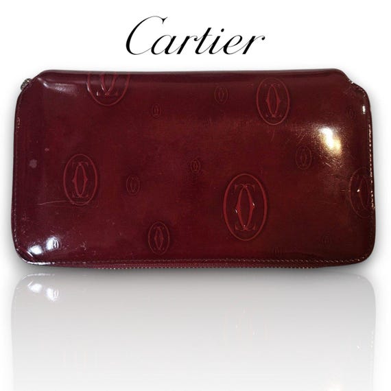 Cartier Vintage Happy Birthday Red Patent Leather Monogram Zippy
